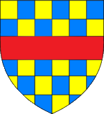 chiquet d'or et d'azur  la fasce de gueules.