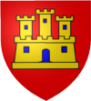 De gueules au ch�teau d'or ouvert et ajour� d'azur