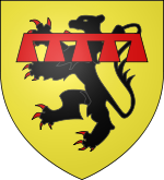 D'or au lion de sable arm� et lampass� de gueules, bris� d'un lambel de cinq pendants du m�me