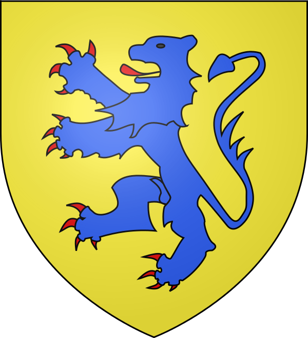D'or, au lion d'azur, arm� et lampass� de gueules