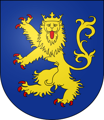 D'azur � un l�opard lionn� d'or, couronn� du m�me, arm� et lampass� de gueules.