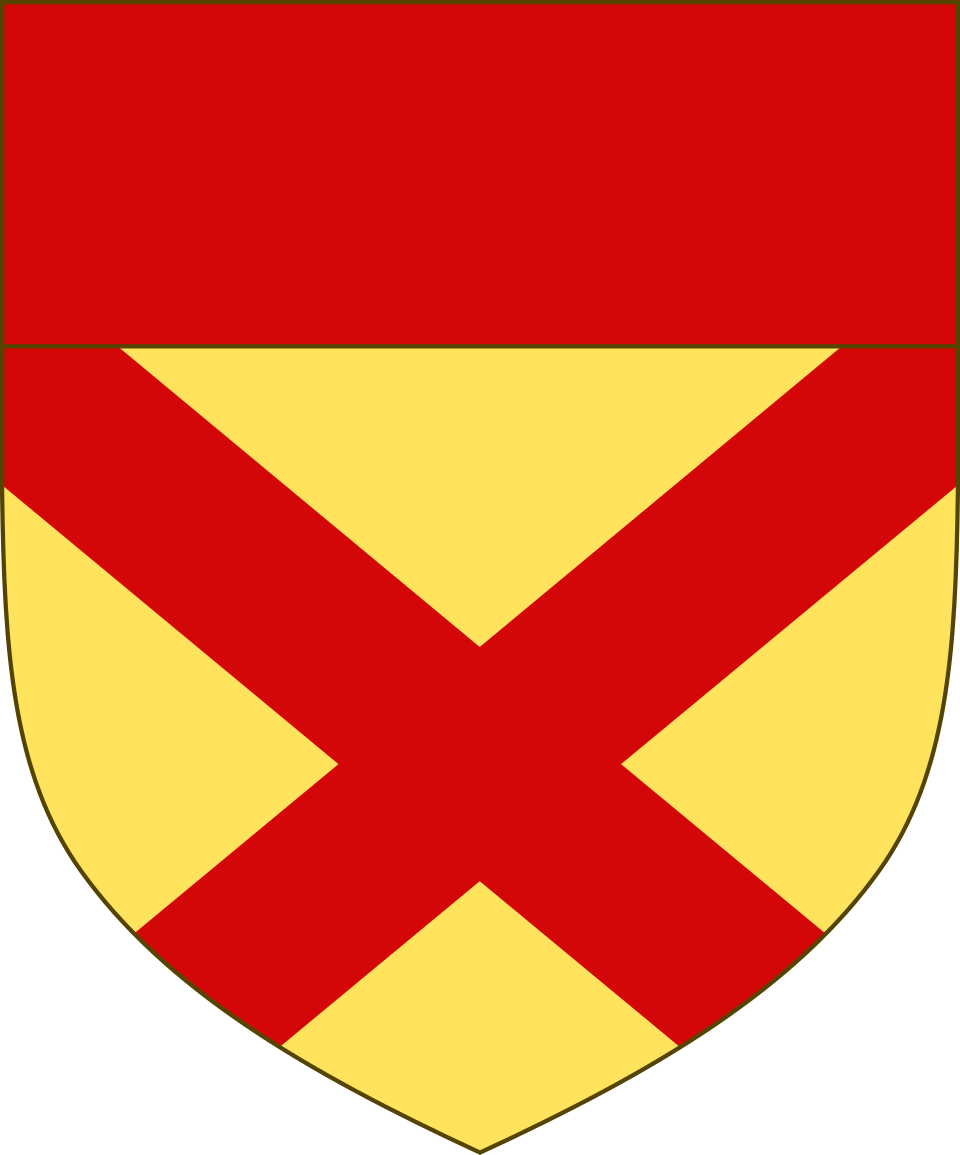 D'or, une croix de Saint-Andr� et un chef de gueules.