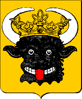 D'or au rencontre de buffle de sable, dent� et langu�e d'argent, couronn� d'or