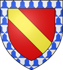 De gueules � la bande d�or et � la bordure de vair.