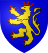 D'azur au lion d'or arm, lampass et couronn de gueules