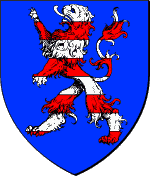 D'azur, au lion burel� d'argent et de gueules, couronn� d'or