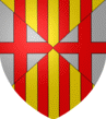 �cartel�, aux 1er et 4e d'or � quatre pals de gueules et aux 2e et 3e d'argent � la croix de gueules.