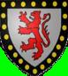 D'argent au lion de gueules � la bordure de sable charge de huits besants d'or