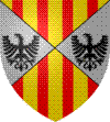 cartel en sautoir d'or aux quatre pals de gueules qui est d'Aragon et d'argent  l'aigle de sable qui est de Hohenstaufen